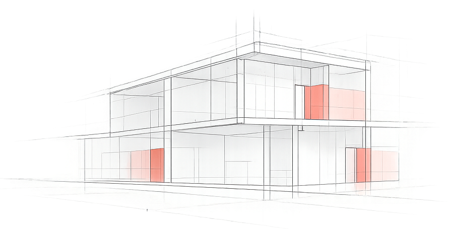 Architektonische Skizze von Gebäuden und Bauprojekten